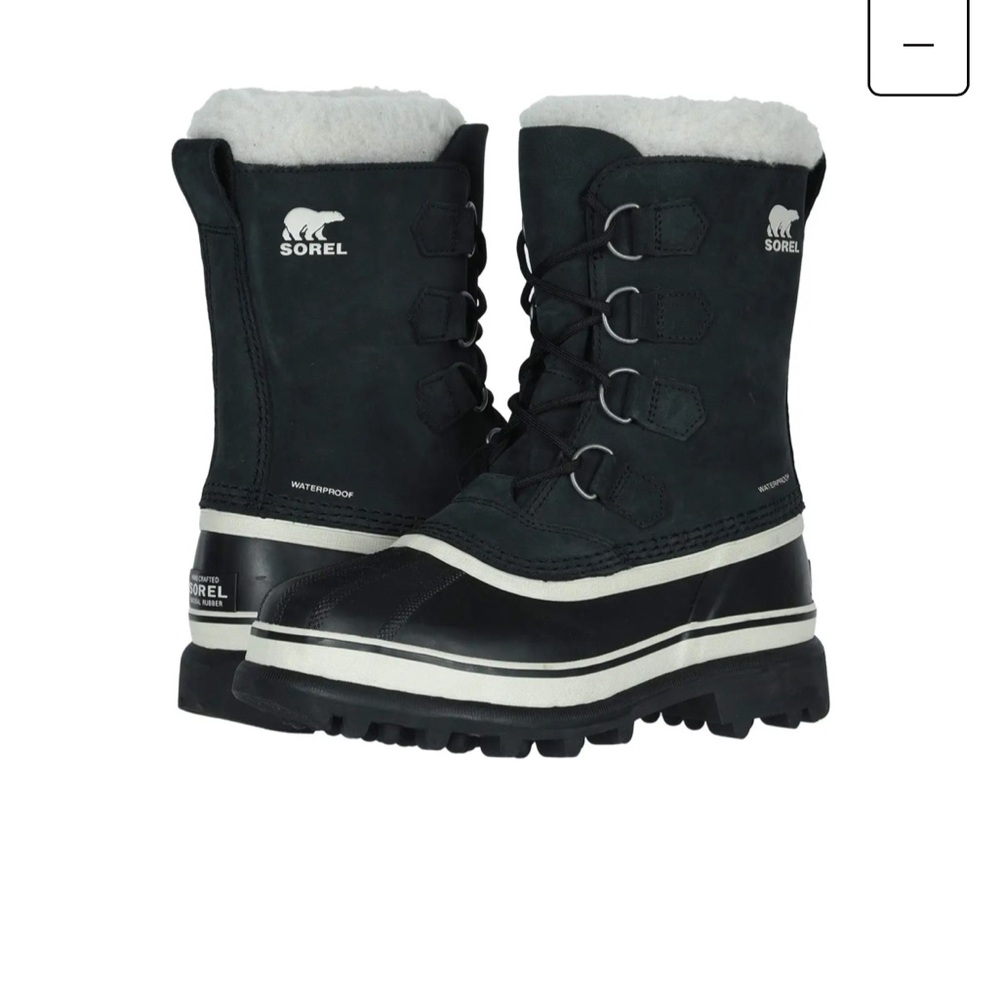 SOREL Caribou Waterproof Nubuck and Rubber Shearling Trim Boots